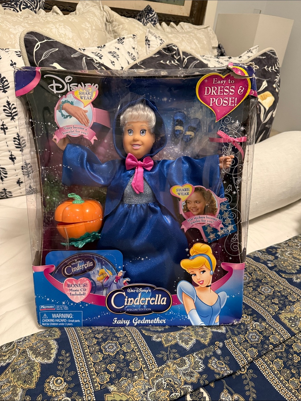 Vintage Disney Fairy Godmother Doll in Shimmering Blue Dress